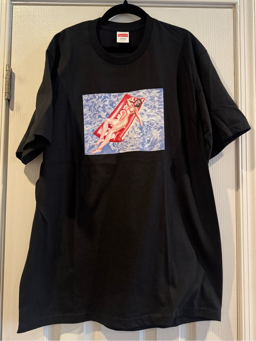Supreme Black Tee with Red Float Graphic